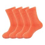 BambooMN Adult Super Soft Feather Light Cozy Fun Home Socks - 4 Pair Value Pack - Sunset Orange - X-Large (UK Size 8-11)