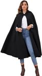 Gihuo Cape Poncho Women's Hooded Maxi Cloak Coat Winter Warm Long Cloak Cosplay Costumes Outerwear (Black, One Size)