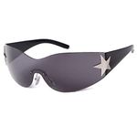 JUDOO Fashion Rimless Y2K Sunglasses for Women Men, Trendy Shield Wrap Around Sunglasses 2000S Trendy Oversized Shades