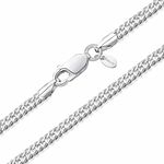 Amberta Women 925 Sterling Silver 2 mm Rhombus Curb Chain Necklace: 2.3 mm Silver Chain Necklace 16 inch/40 cm