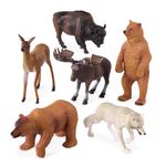 Terra by Battat – North American Animals Set – Realistic Animal Toys with Bison and Bear Toys for Kids 3+ (6 pc)