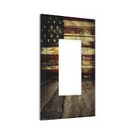 Vintage American Flag On Wooden Planks Rocker Light Switch Cover 1 Gang Wall Plate Decorative Single Decora Switchplate Electrical GFCI Outlet Faceplate for Bathroom Kitchen Decor