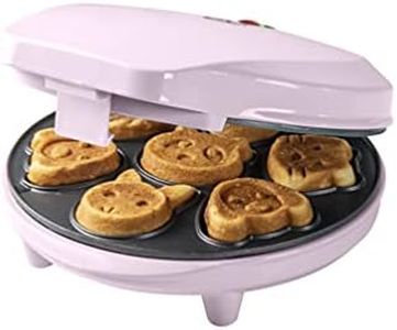 Bestron Mini Cookie Maker Animal Waffle Maker for Mini Waffle Biscuits with Baking Basket & Non-Stick Coating, 700 Watt, Pink