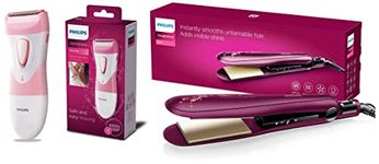 PHILIPS BHS738/00 Kerashine Titanium Wide Plate Straightener With SilkProtect Technology, Teal & Cordless SatinShave Wet & Dry Electric Shaver HP6306(Multicolor)