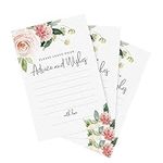 Bliss Collections Advice and Wishes Cards, Boho Floral Blush Pink and Greenery Design, Perfect for the Bride and Groom, Baby Shower, Bridal Shower, Graduate or Event! Pack of 50 4x6 Cards