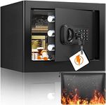 1.0 Cu Ft Fireproof Safe Box Set For Home Use, Canada Fireproof Personal Safe With Digital Keypad Key & Hidden Keyhole, Home Fire Safe For Firearm Cash Jewelry Medicine Documents