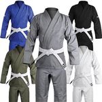 Brazilian Jiu Jitsu Gi BJJ Gi for Men & Women Uniform Kimonos Ultra Light, Preshrunk, Free White Belt!!! (Gray, A1)