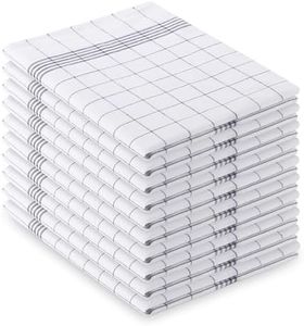 Vaily Lot de 10 torchons à carreaux gris - 70 x 45 cm - 100 % coton