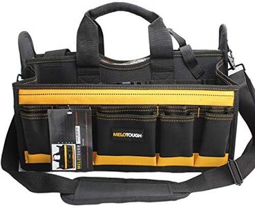 MELOTOUGH 17'' Center Tray Tool Bag with Shoulder Strap 17 inch, HAVC Tool bag, Open Top Tool Carrier with plastic tray for construction DIY,Electrical,Technician