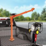 GarveeTech Winch 1100 lb Folding Truck-Mounted Crane with Electric Winch 3500 lb 12V, Electric Pickup Truck Crane, Painted Steel Pickup Truck Jib Cranes Hoist 360° Swivel