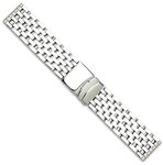 Breitling Navitimer Style Solid Link Metal Watch Band - Silver - 24mm