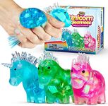 YoYa Toys Gleameez Unicorn Stress Ball Fidget Toy | Glittery Sparkling Squeeze Toy For Anxiety Relief, Stress, Anger Management, Occupational Therapy | Colorful Squishy Ball For Kids & Adults | 3 Pack