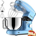 Facelle Kitchen Stand Mixer, 660W 6-Speed Tilt-Head Kitchen electric stand mixer with 6.5 QT Stainless Steel Bowl, Dough Hook, Flat Beater, Wire Whip, Splash Guard for Baking,Cakes,Cookie(Blue)