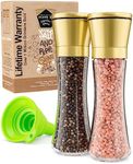 HOME EC Original Gold Salt and Pepper Grinder Set - Adjustable Gold Salt Grinder & Gold Pepper Grinder - Gold Salt and Pepper Shakers set - Gold Pepper Mill & Gold Salt Mill - Gold Kitchen Accessories