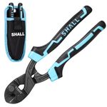 SHALL 8-Inch Mini Bolt Cutter, Small Heavy Duty Wire Cutter, Two-Color Ergonomic Handle, Grip Area for Pulling Nails & Gripping Wires, More Efficient Leverage, Belt Bag Included