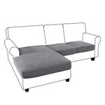 Sectional Couch Cover 3 Pieces Separate Cushion Couch Chaise Cover for L Shape Sectional Sofa Elastic Furniture Protector for Both Left/Right Sectional Couch (2 Seater + 1 Chaise, Light Gray)