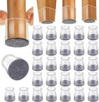 GICUNK 32Pcs Chair Leg Floor Protectors, Transparent Silicone Chair Leg Caps With Felt Pads, Floor Protectors For Furniture Legs For Hardwood/Tile Floors(Small Fit:23-32.9mm)