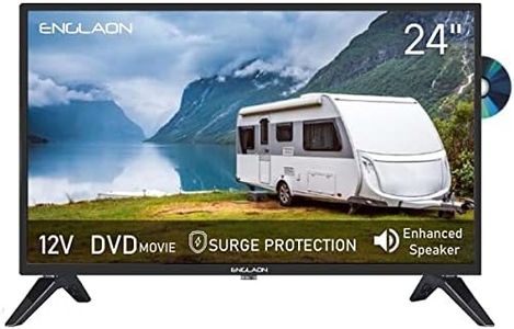 ENGLAON 24 Inch HD TV with LED 12V Display and Built-in DVD Player for Caravan Motorhome Camper Boat or RV