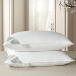 HOMEFOUCS Luxury Feather and Down Pillows, pack of 2 100% Cotton Shell, Soft Hotel Quality Pillows (40% Down)