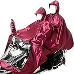 Electric Scooter Rain Poncho,Motorbike Waterproof Poncho,Rain Cape Coat for Safe Riding Protect User and Scooter from Rain Reflective Tap Safe Clear (Dark Red Double style)(Color:Dark Red, Si (Color