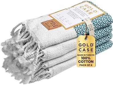 Gold CASE Turkish Hand Towels for Bathroom Set of 4 – 20 x 40'' – 100% Cotton Bathroom Towels – Aphrodite Kitchen Small Towel for Spa, Face, Tea & Dishcloth – Decorative Patterned Weave – Teal
