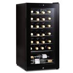 Subcold Viva28 LED – Under-Counter Wine Fridge Black | 3-18°C | Wine Cooler | LED + Lock & Key | Glass Door Drinks Cellar | Single-Zone (28 Bottle)