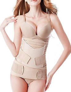 Bestnewborn 3 in 1 Postpartum Support Girdle Recovery Belly Wrap Waist Pelvis Postnatal Belt Body Shaper (One size Nude)