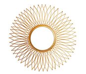 Craft Brio -A TRENDY HANDICRAFTS Glass Round Metal Gold Plated Decorative Wall Mount Hanging Art Mirror (22 Diameter), Framed