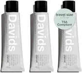 Davids Whitening Charcoal Travel Toothpaste, Antiplaque, Fluoride Free, Peppermint, 1.75 OZ, TSA Approved Travel Size (3 Pack)