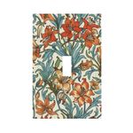 Muzumu Morris Colorful Red Flowers Green Leaves 1 Gang Light Switch Covers Single Toggle Wall Plate Decorative Switchcover Electrical Switchplate For Country Living Decor