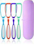 Styllent 4 Pcs Soft Double Action Tongue Cleaner Scrapper For Kids and Adults With Travel Capsule Plastic Tooth brush paste holder flexible design for health, Oral care tool Easy To use - Pack of 4