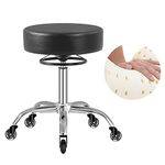 Mineloff Rolling Stool with Wheels 400lbs Weight Capacity,Heavy Duty Lash Chair Adjustable for Tatoo Lab Massage Salon Spa Drafting Nail Teach,360 Swivel,Leather,Thick Seat Padding (Black)