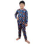 Hestia|H.Nsg.7|Kids Boys Nightwear|Sleepwear|Cotton|Trouser Full Sleeves Pajama Set Tshirt|Elastic Waist|Night Dress With Pyjama Tshirts For Boys|Rugby Football Printed|Blue Color |Set 1,4-6 Years