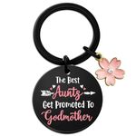 Aisity Godmother Gift Keychain For Women Godmother Christian Baptism Gift For Women God Mother Cute Pregnancy Baby Announcement Gift Mothers Day Gift For Godmother Proposal Gift, Black, Small