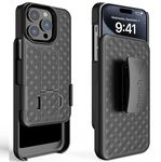 Aduro Combo Case with Kickstand & Holster for iPhone 15 Pro Max, Slim Shell & Swivel Belt Clip Holster, with Built-in Kickstand for Apple iPhone 15 Pro Max (6.7")