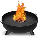 AMAGABELI GARDEN & HOME Fire Pit Outdoor Wood Burning Fire Bowl 22.6in with A Drain Hole Fireplace Extra Deep Large Round Outside Backyard Deck Camping Heavy Duty Metal Grate Rustproof