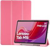 ProCase Smart Case for Lenovo Tab M11 11" 2024 TB330FU with Pen Holder, Slim Stand Tri-Fold Hard Shell Protective Tablet Cover Translucent Back Case Support Auto Wake/Sleep -Melonpink