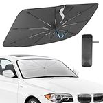 PEMOTech 56 * 32" Car Windscreen Sun Shade, 360°Rotation Foldable Car Windshield Sun Shade, Car Front Windshield Sunshade, Car Umbrella UV Protection Suitable for Cars Trucks SUVs