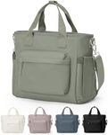 Insulated Lunch Bag Women Large Lunch Tote Bag with Shoulder Strap Adult Lunch Box Fit and Fresh Lunch Bags for Women Men Lunch Boxes for Work Foldable Grey Green Lunch Bag with Water Bottle Holder