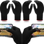 4 Pairs Game Gloves for Gaming Mobile Game Controllers Finger Gloves Set, Anti-Sweat Breathable Touch Finger Gloves Silver Fiber Material for Phone Games PUBG