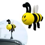 Gasedin Bee Car Antenna Toppers, Automotive Roof Lovely Face Bumble Bee Antenna Balls Stickers Decor, EVA Funny Cute Honey Bee Antenna Hat for Vehicles, Universal Car Accessories (White)