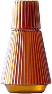 Sizikato 30 Oz Classic Striped Glass Bedside Night Water Carafe with Tumbler Glass.