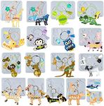 18PCS Keychain Charms Epoxy Resin Silicone Molds Set Mama and Baby Tag Wolf, Dinosaur, Elk, Deer, Dog, Monkey, Owl, Turtle, Giraffe, Kangaroo, Pig, Fawn, Cow, Duck, Hound, Dachshund