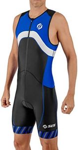 SLS3 Triathlon Suits Mens - Tri Suits for Men - Trisuit Triathlon Men - Men’s Tri Kit - FX Skinsuit, Black/Blue Stripes, Large