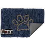 Gorilla Grip Soak Stopper Washable Chenille Dog Doormat, Muddy Paws, Dogs Bed Mats, Rubber Backing, Absorbent Quick Dry Microfiber, Inside Front Door Mat, 24x17, Navy Cappuccino