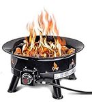 Outland Living Firebowl, Smokeless Fire Pit, Round Outdoor Portable Propane Gas Fire Pit with UV and Weather Resistant Durable Cover, 24-Inch Diameter 58,000 BTU 883 Mega Black Perfect for Outside Use