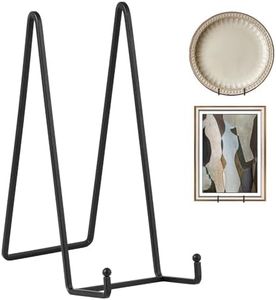 Large Plate Holder Display Stand - 10 inch Tall Plate Stands for Display - Metal Picture Frame Stand - Big Tabletop Easel Stand for Decorative Plates | Platter | Book | Plaque | Tile - 2 Pack - Black