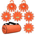 Yandu LED Road Flares (6 Pack) Emergency Beacon Safety Flare Flashing Warning Light for Car Truck Boat with Hook and Magnetic Base (6 Pack)