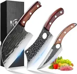 ROCOCO 3PCS Butcher Knife Set - Serbian Chef Knife Viking Boning Cleaver for BBQ Birthday Father Mother Christmas Gift Idea Men