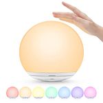 LED Night Light, Night Light for Kids, USB Rechargeable Table Lamp with Dimmable,Warm Light,7 Colors,Touch Control, 0.5/1hour Timer for Nursery, Baby,Bedroom,Camping